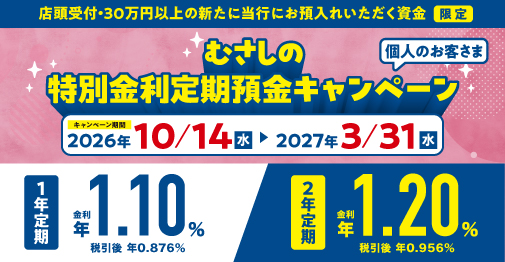 むさしの特別金利定期預金キャンペーン