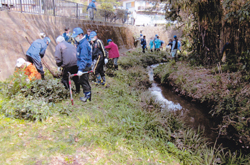 定例清掃(川脇の雑木伐採、片付け作業)