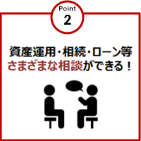 Point2　資産運用・相続・ローン等さまざまな相談ができる！